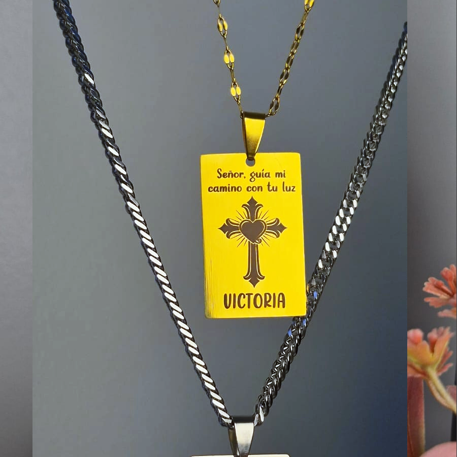SET PAREJAS COLLARES GRACIAS DIOS - Grabado personalizado