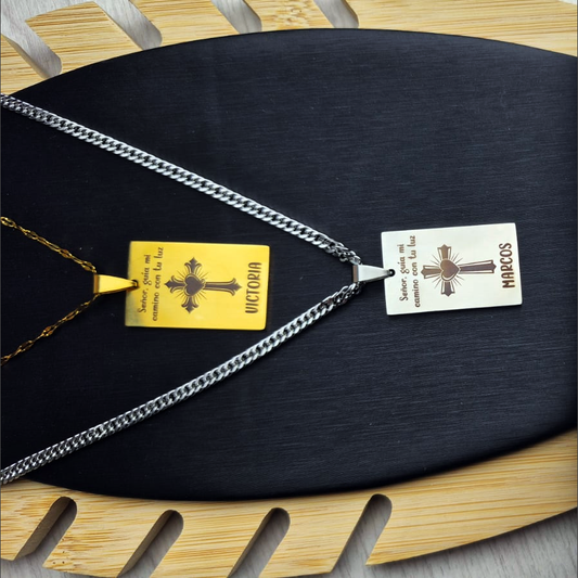 SET PAREJAS COLLARES GRACIAS DIOS - Grabado personalizado