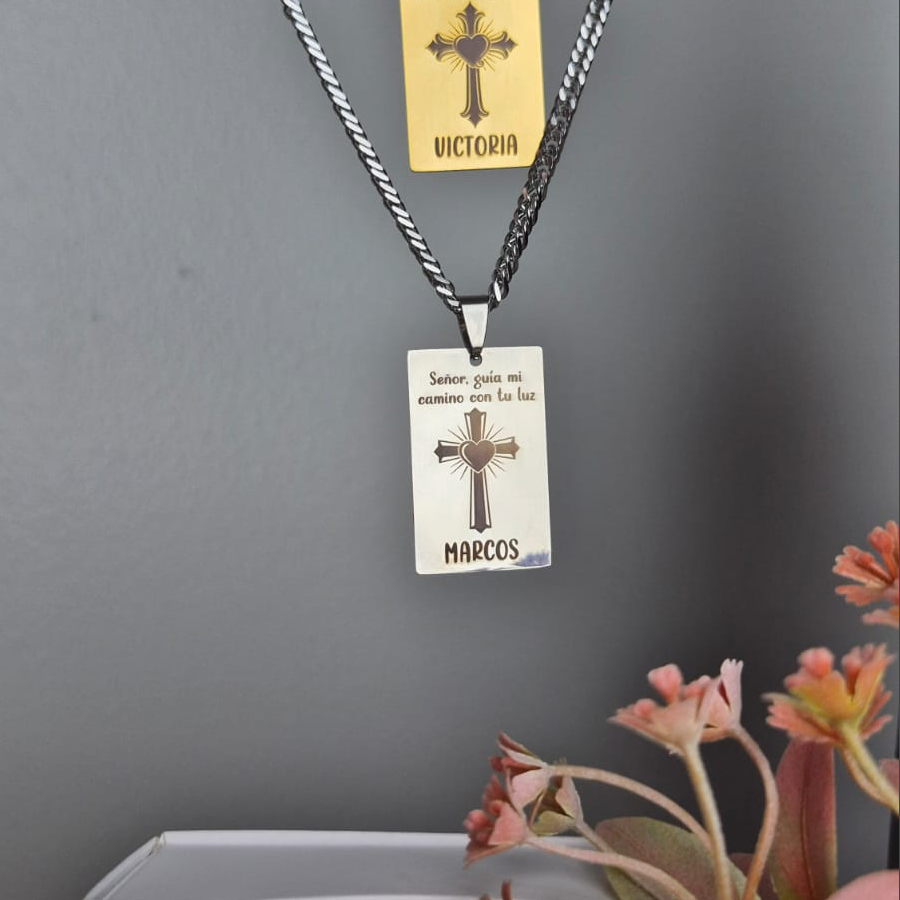 SET PAREJAS COLLARES GRACIAS DIOS - Grabado personalizado