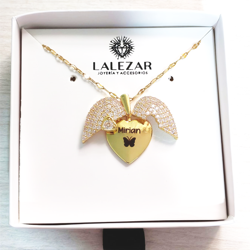 COLLAR CON PIEDRAS DE ZIRCÓN CON GRABADO PERSONALIZADO Y LIBRITO 3D (DESDE QUE TE CONOCI) -  ENVIO GRATIS