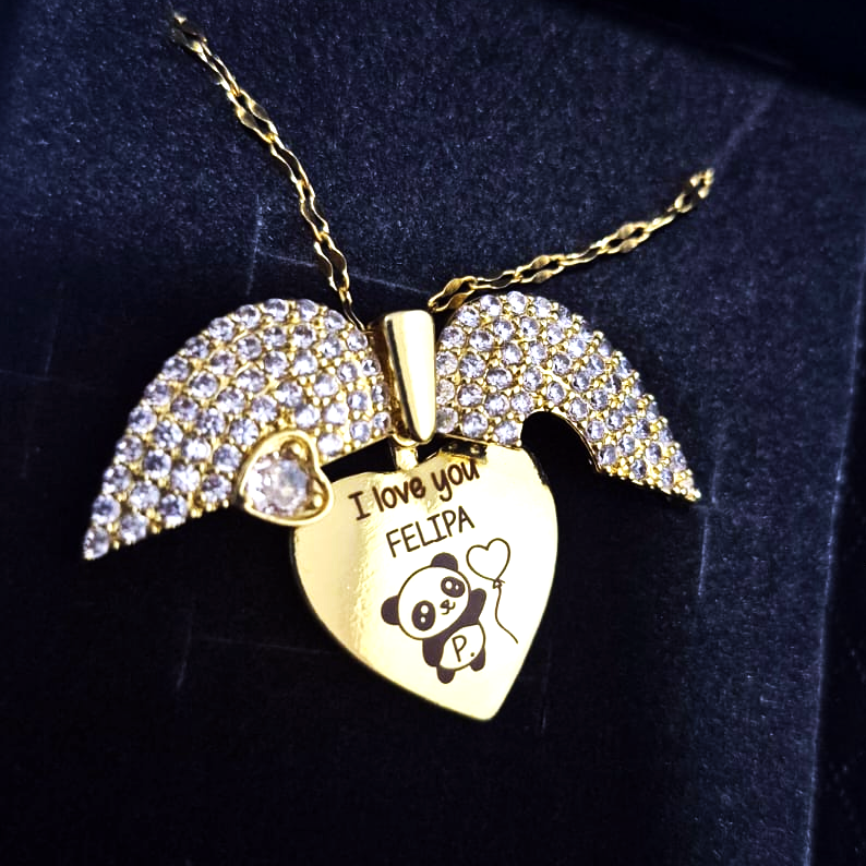 COLLAR CORAZÓN  DE ZIRCÓN CON GRABADO PERSONALIZADO