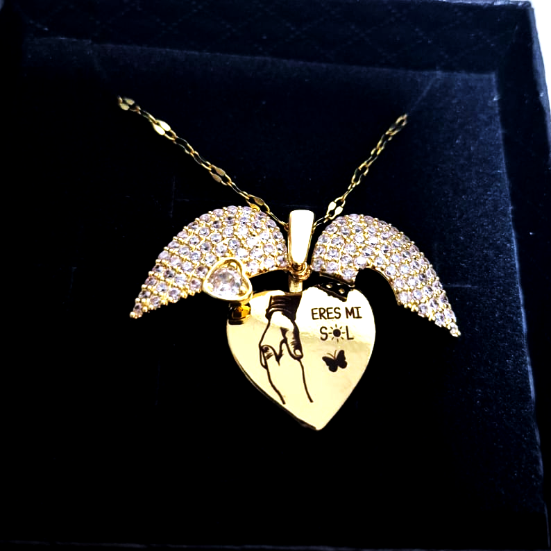 COLLAR CORAZÓN  DE ZIRCÓN CON GRABADO PERSONALIZADO