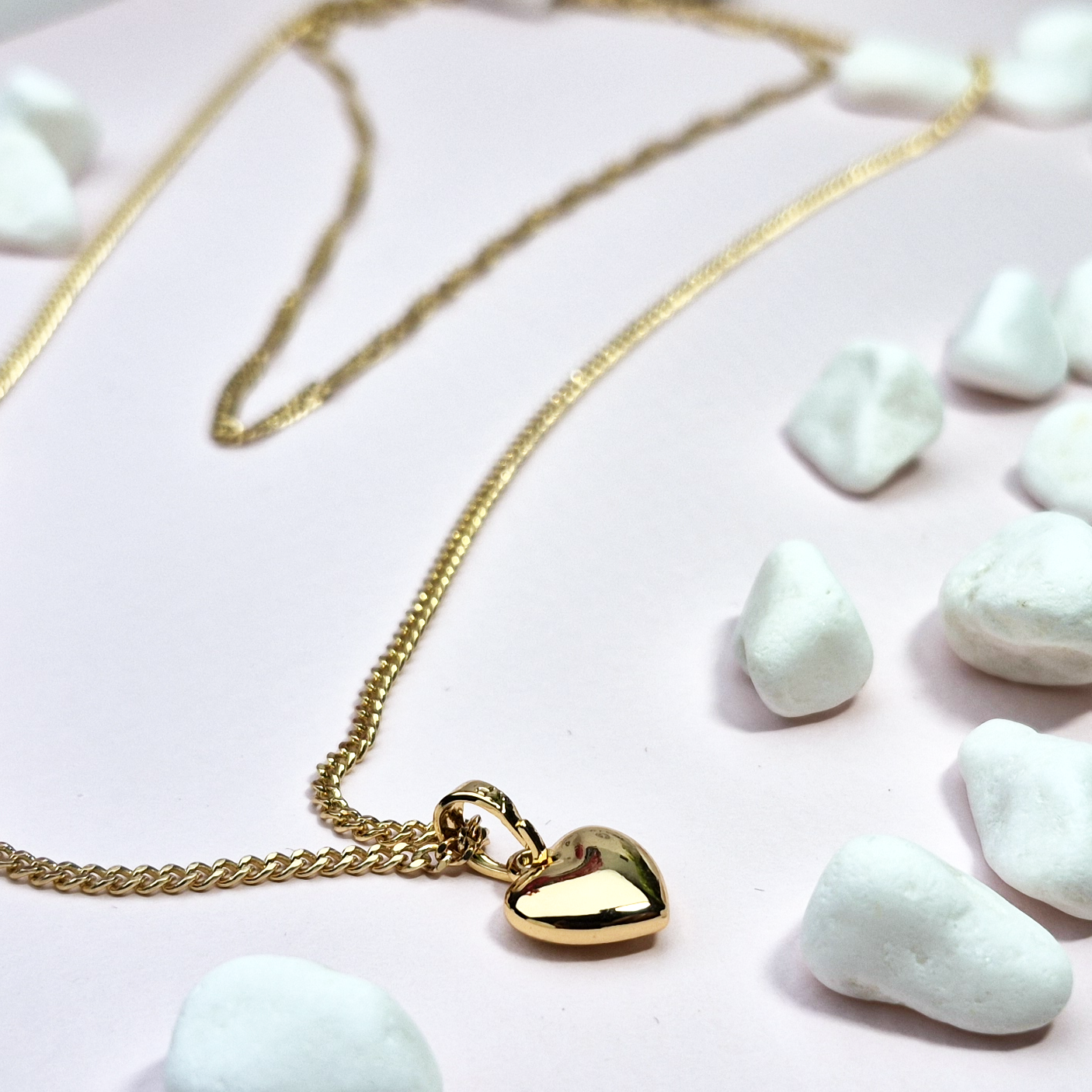 COLLAR CORAZON DORADO DOBLE CAIDA