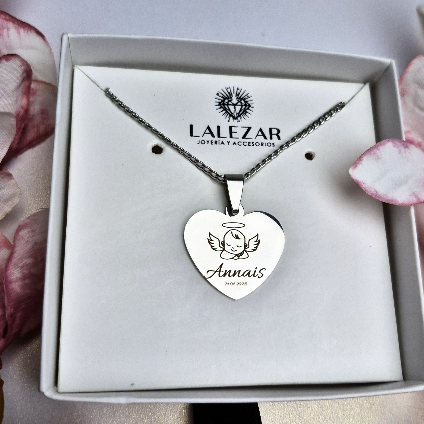 CORAZON ANGELITO PLATEADO - DORADO PERSONALIZADO - ENVIO GRATIS