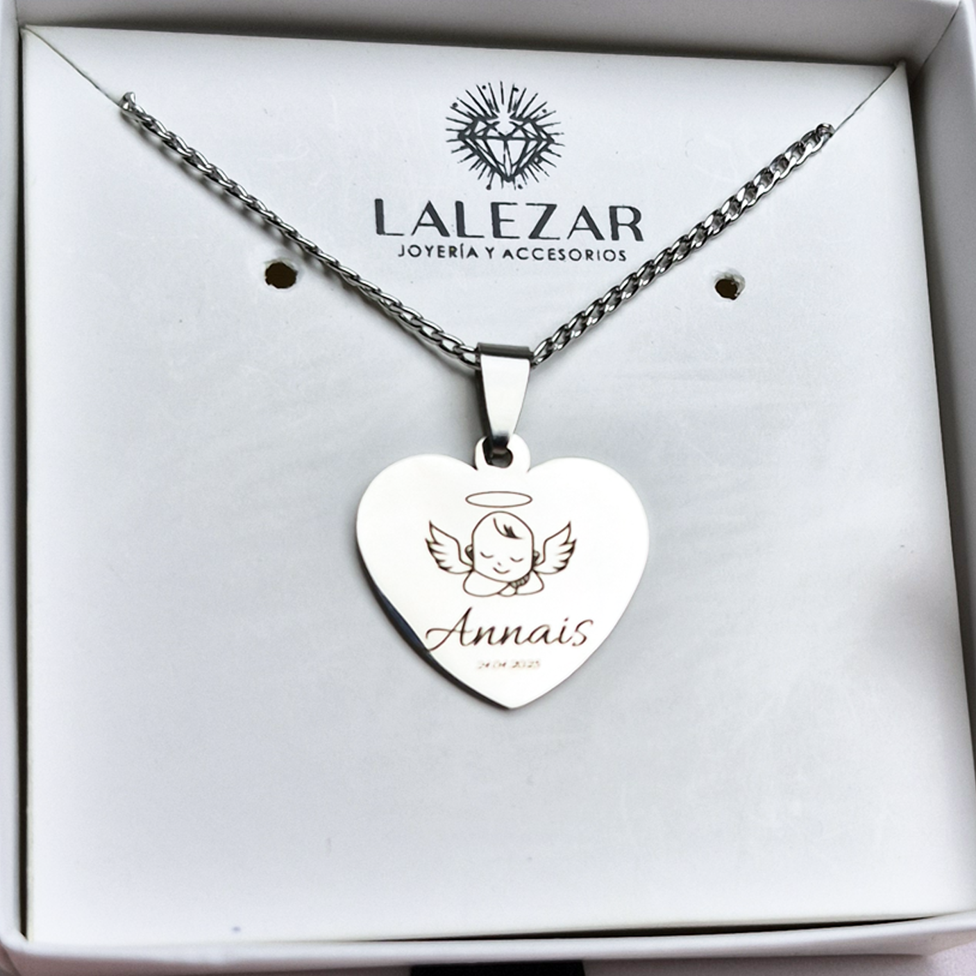 CORAZON ANGELITO PLATEADO - DORADO PERSONALIZADO - ENVIO GRATIS