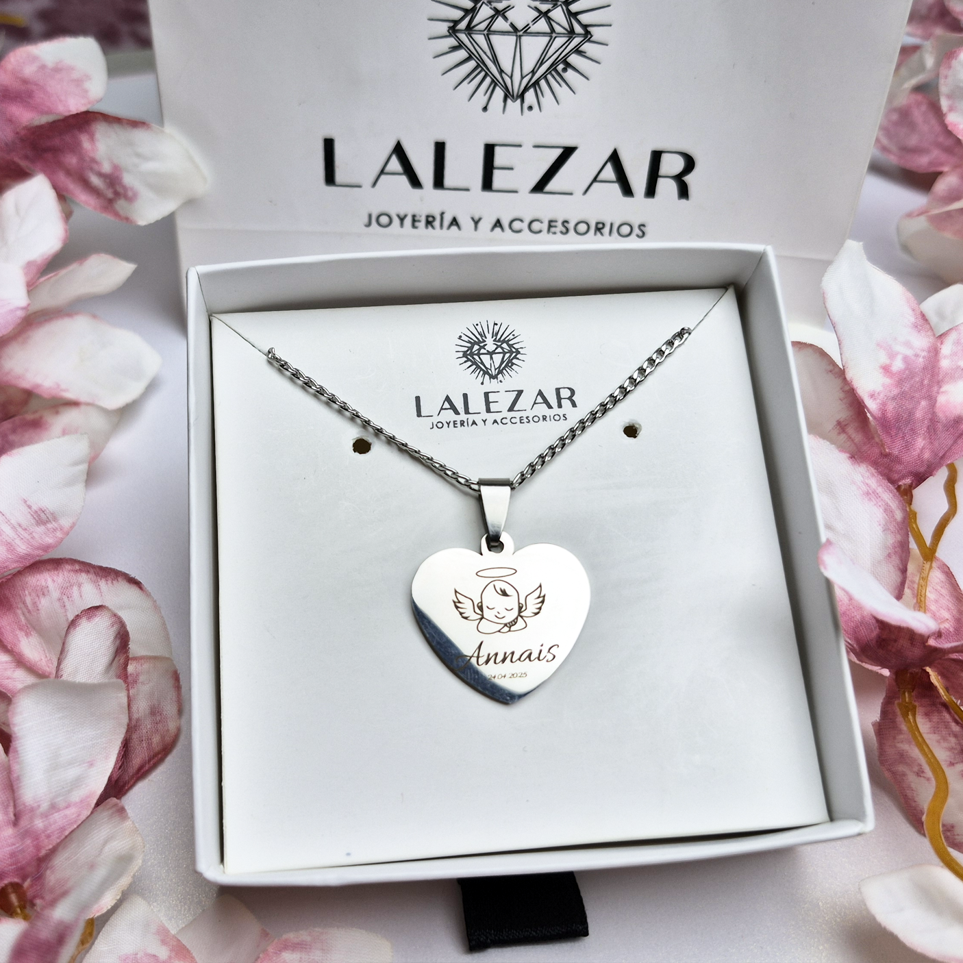 CORAZON ANGELITO PLATEADO - DORADO PERSONALIZADO - ENVIO GRATIS