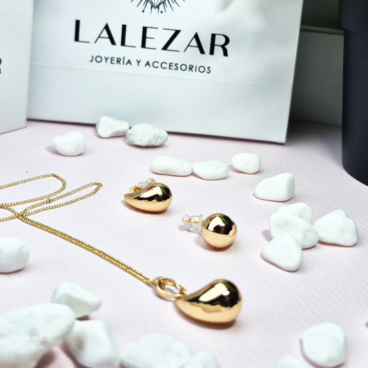 SET GOTAS DORADO - ARETE COLLAR