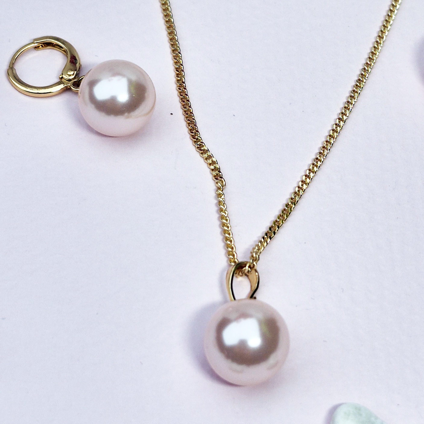 SET PERLA DORADO- ARETE COLLAR