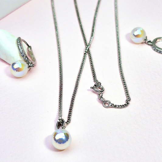 SET PERLA PLATA - ARETE COLLAR