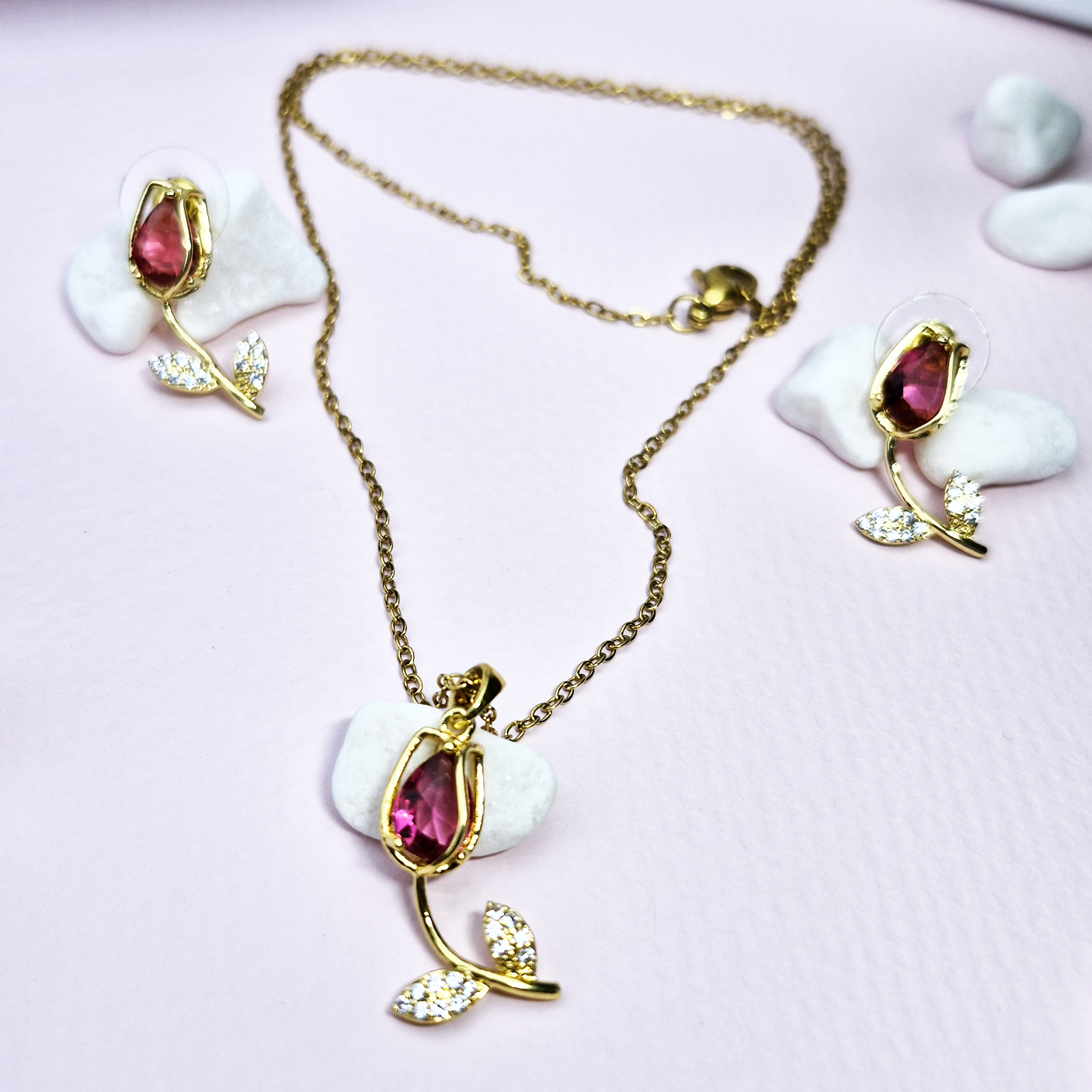 SET TULIPAN - COLLAR Y ARETE